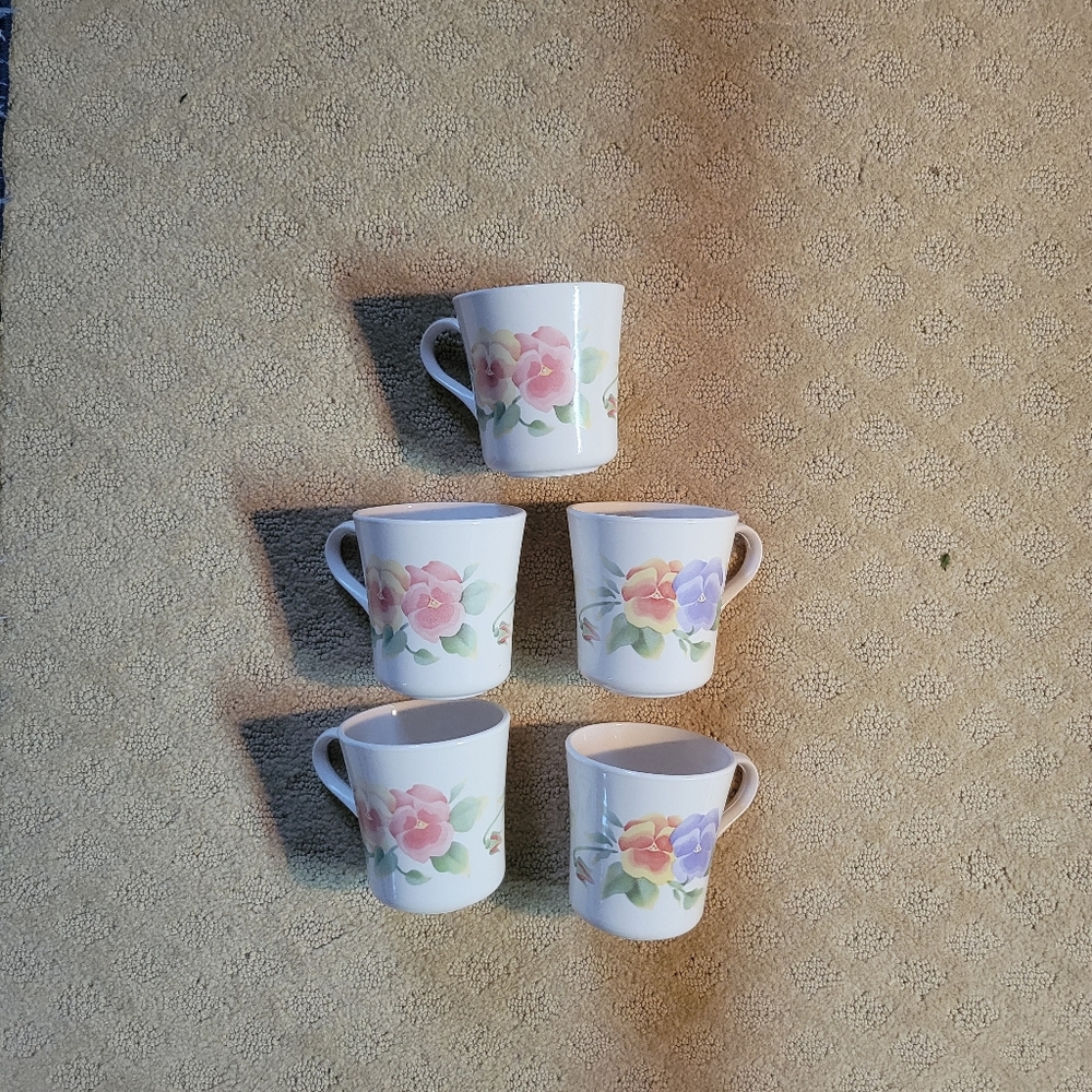 Corning Summer Blush Pansy Mugs
